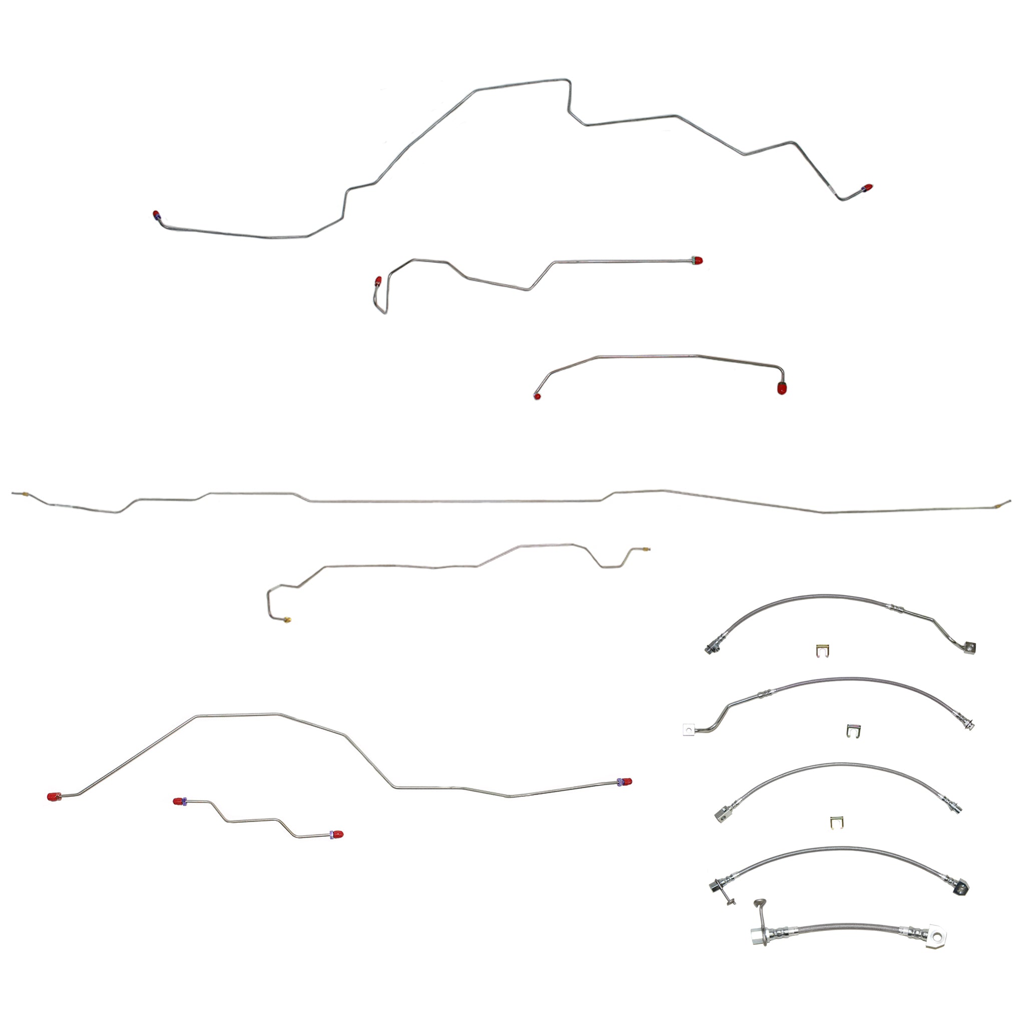 99-01 Ford F-250 / F-350 Super Duty 4wd, RWABS, Extended Cab Long Bed, Complete Brake Line & Hose Kit; Stainless - SSTubes