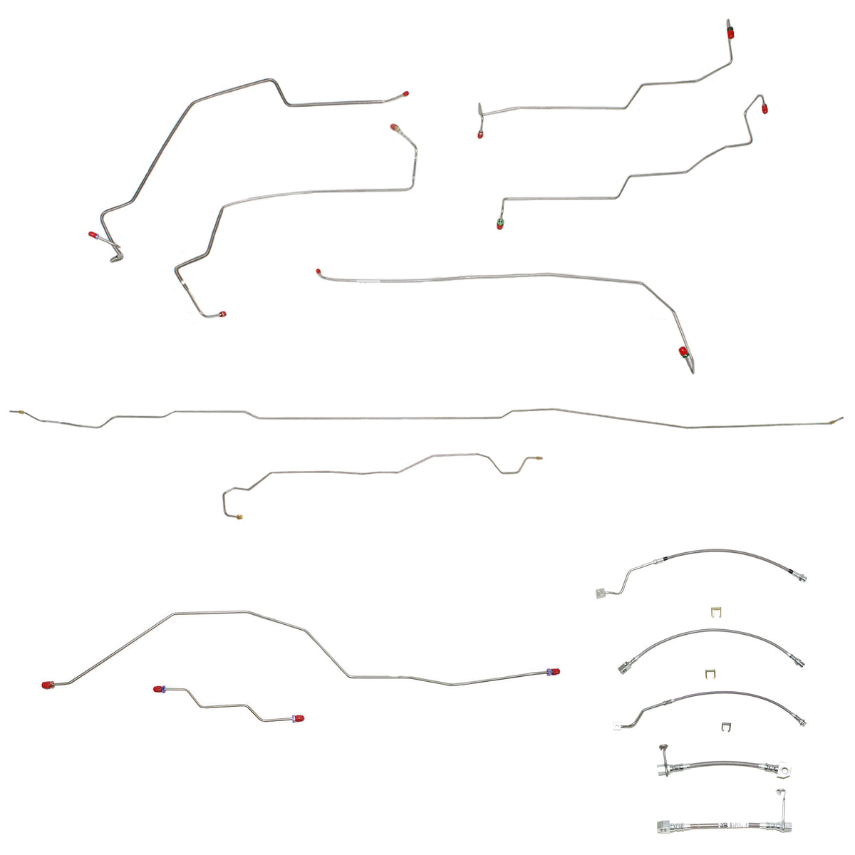 99-01 F250/F350 Superduty, 4wd, AWABS, Ext Cab/Long Bed or Crew Cab/Short Bed, w/o Staggered Rear Calipers, w/ Diesel Engine; Complete Brake Line & Hose Kit; Stainless - SSTubes