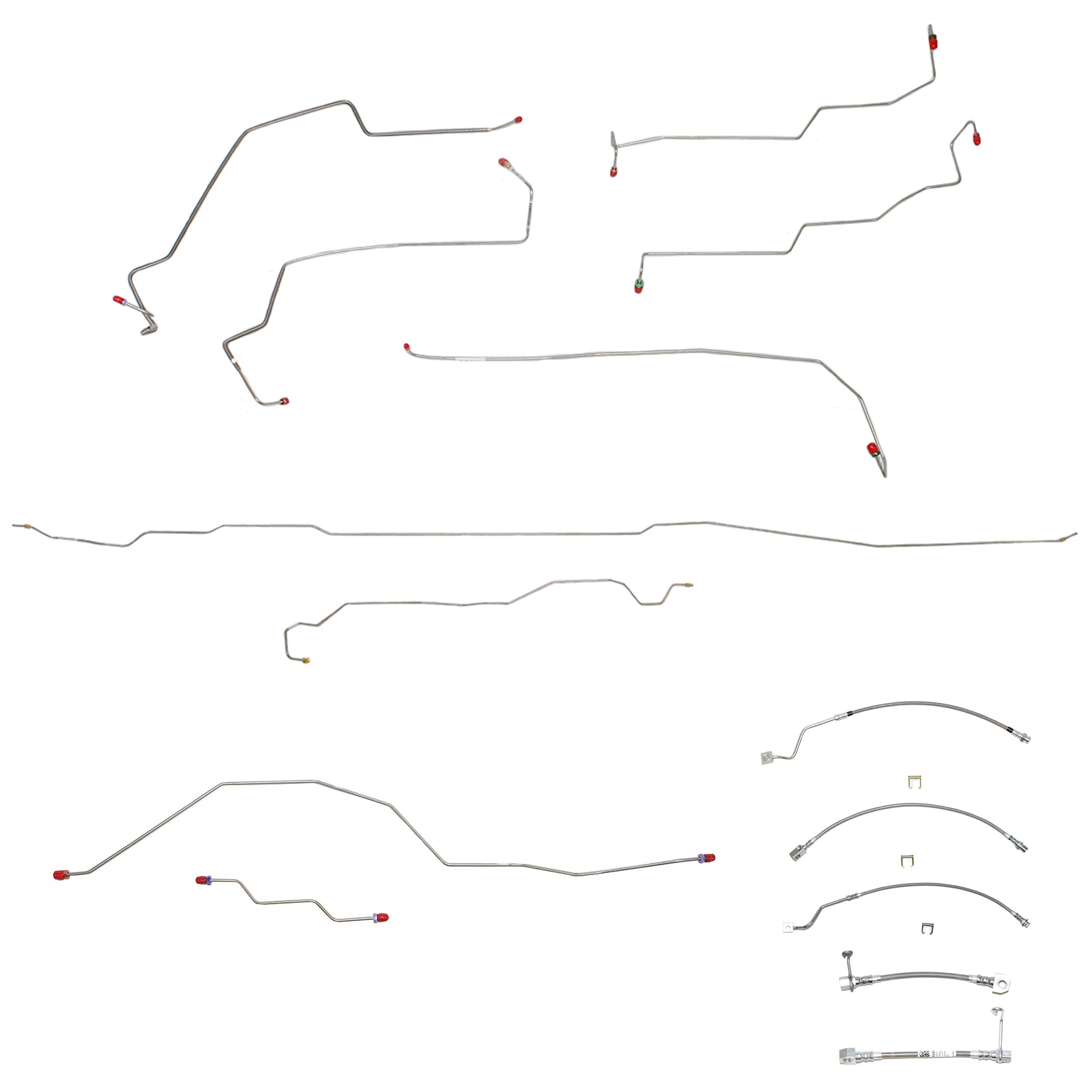 99-01 F250/F350 Superduty, 4wd, AWABS, Ext Cab/Long Bed or Crew Cab/Short Bed, w/o Staggered Rear Calipers, w/ Diesel Engine; Complete Brake Line & Hose Kit; Stainless - SSTubes