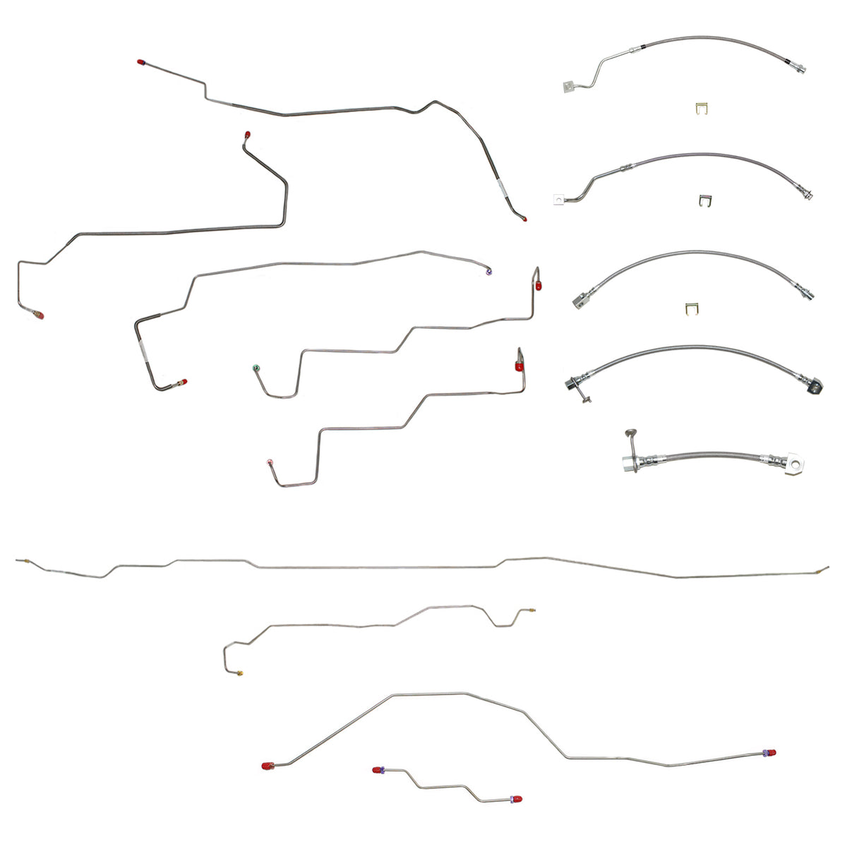BLH51 - 1999-01 F250/F350 Superduty 4wd, AWABS, Crew Cab/Long Bed, Non Dually w/ Staggered Rear Shocks w/ Gas Engine; Complete Brake Line & Hose Kit; Stainless - SSTubes
