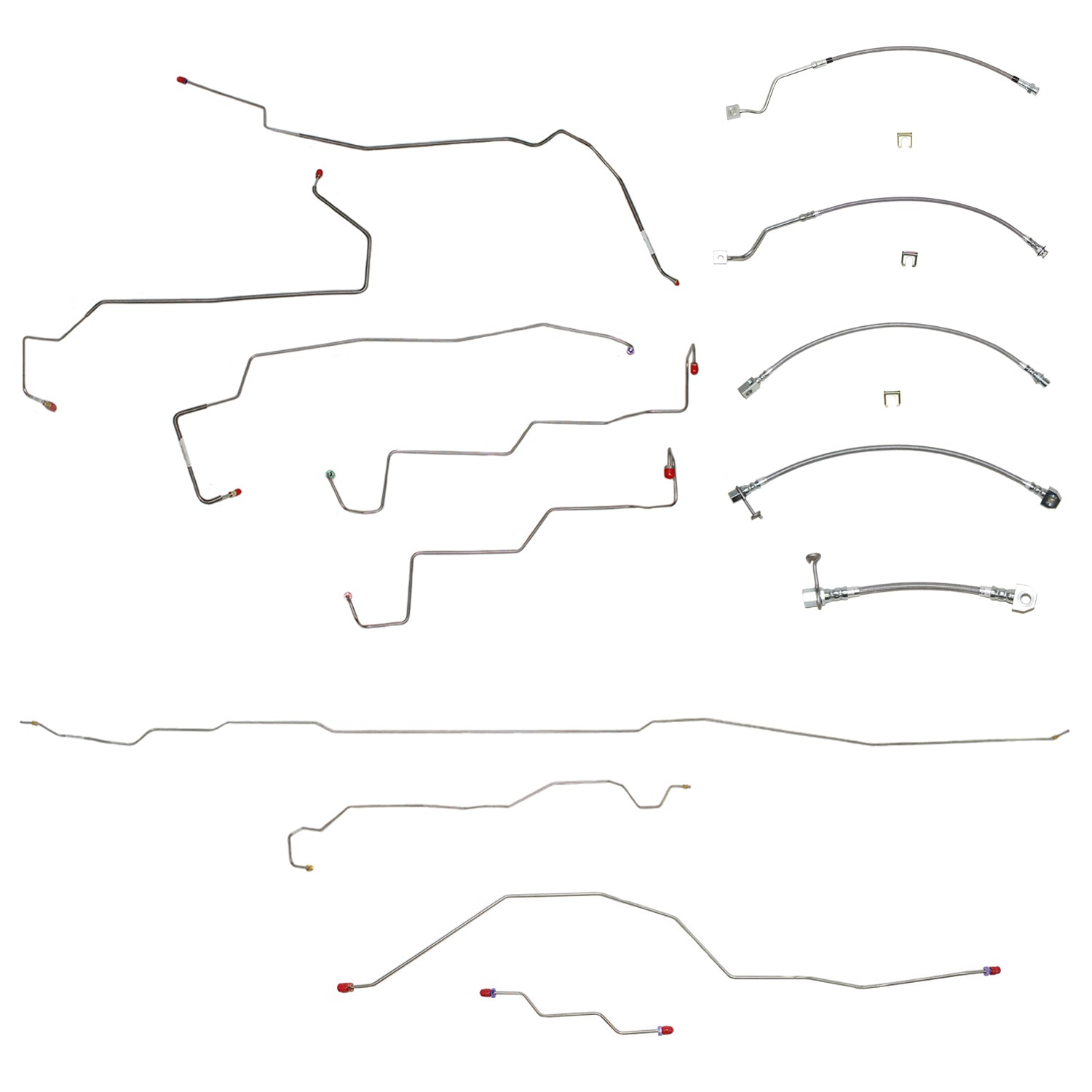 BLH51 - 1999-01 F250/F350 Superduty 4wd, AWABS, Crew Cab/Long Bed, Non Dually w/ Staggered Rear Shocks w/ Gas Engine; Complete Brake Line & Hose Kit; Stainless - SSTubes