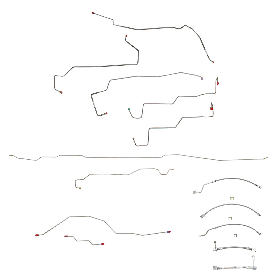 99-01 F250/F350 Superduty 4wd, AWABS, Ext Cab/Long Bed or Crew Cab/Short Bed, Non Dually w/o Staggered Rear Shocks w/ Gas Engine; Complete Brake Line; Stainless - SSTubes