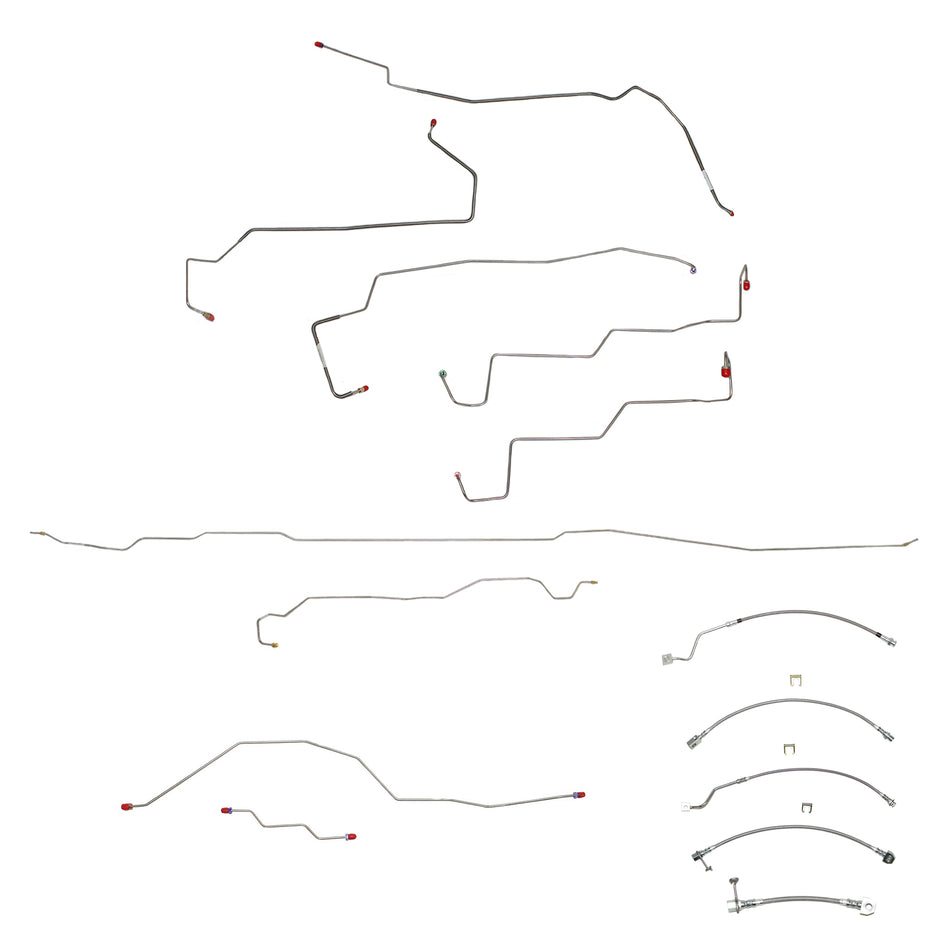 BLH53- 99-01 F-250/F-350 Superduty, 4wd, AWABS, Ext Cab/Long Bed or Crew Cab/Short Bed, Non Dually w/ Staggered Rear Shocks w/ Gas Engine; Complete Brake Line & Hose Kit; Stainless - SSTubes