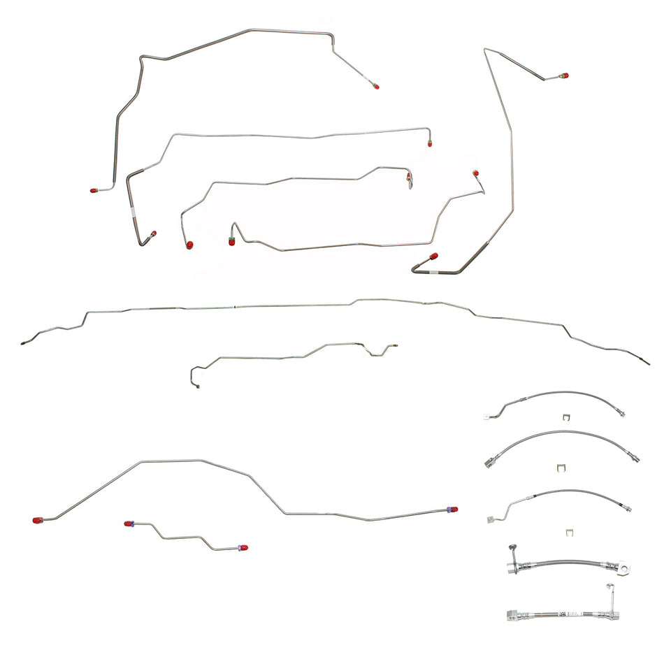 02-04 F250/F350 Superduty 4wd Ext Cab/Long Bed; Complete Brake Line & Hose Kit; Stainless