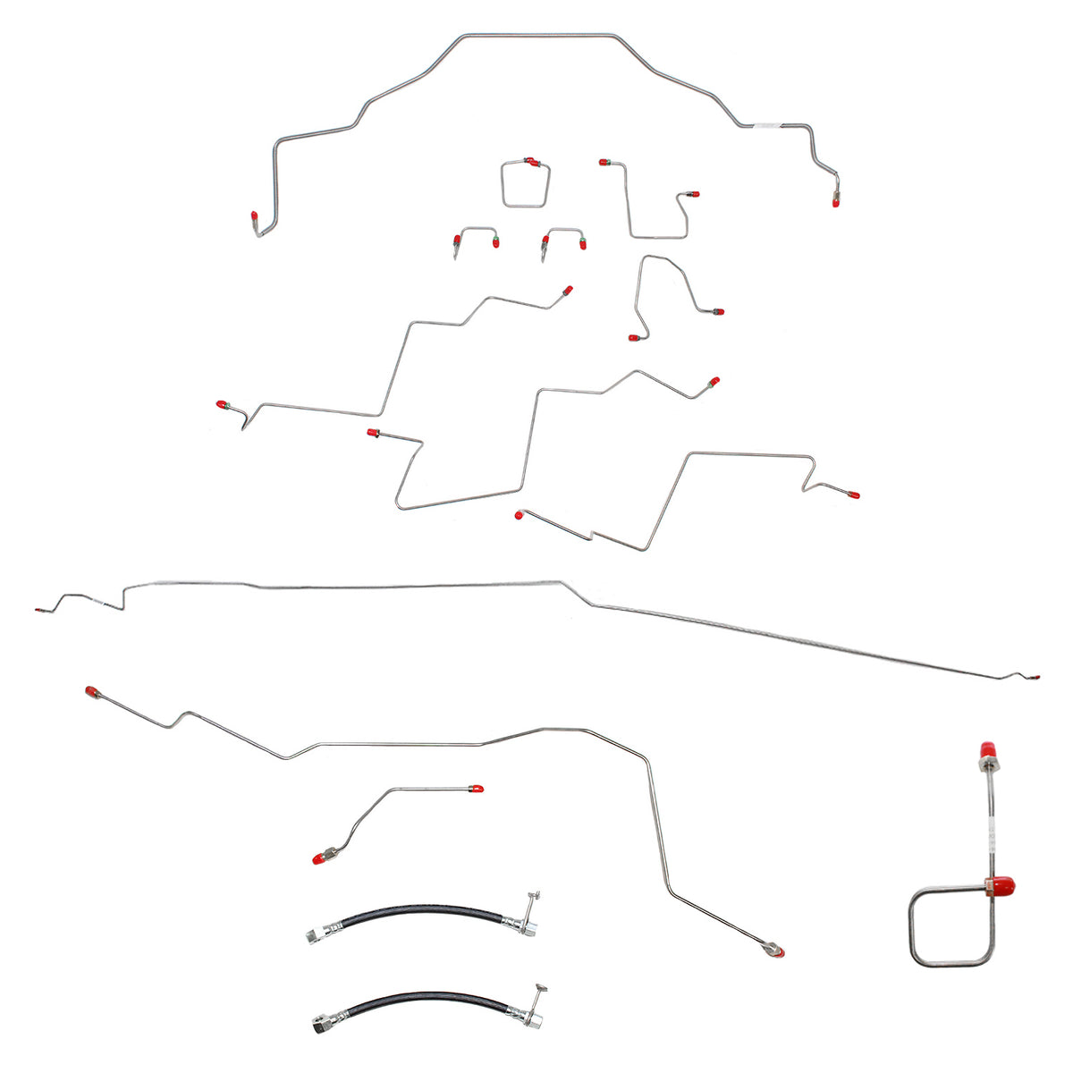 CBK0057OM - 01-02 Dodge Ram 2500 2wd, AWABS, Ext Cab/Short Bed, Manual, Disc; Complete Brake Line Kit; Steel - SSTubes