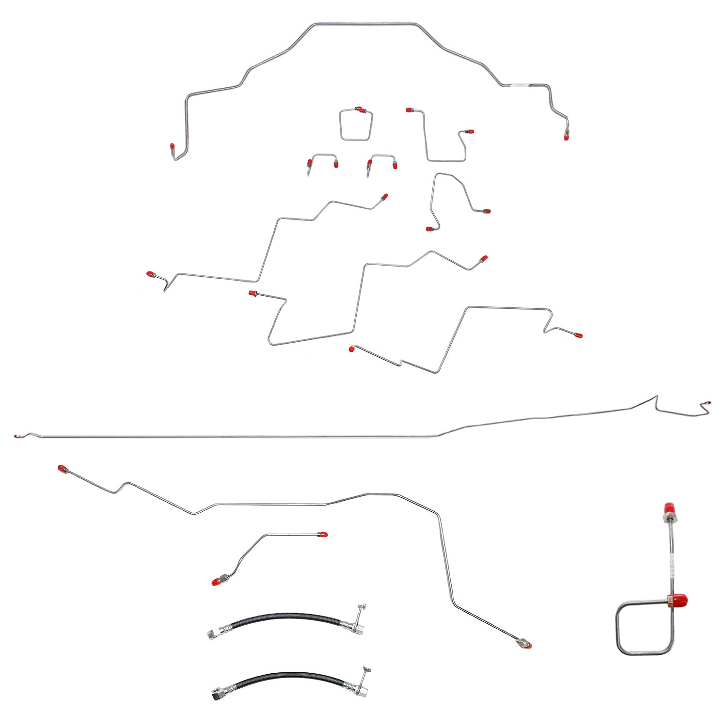 CBK0058OM - 01-02 Dodge Ram 2500 2wd, AWABS, Reg Cab/Long Bed, Manual, Disc; Complete Brake Line Kit; Steel - SSTubes