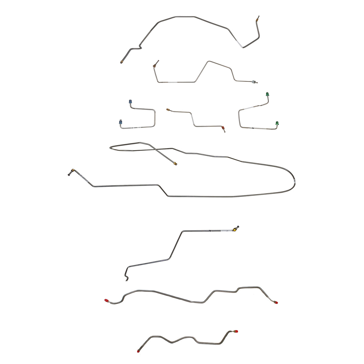 98-00 GM S-Series Truck, 2wd, Reg Cab/Short Bed, Rear Drum, w/o ZR2 Package; Complete Brake Line Kit; Stainless - SSTubes