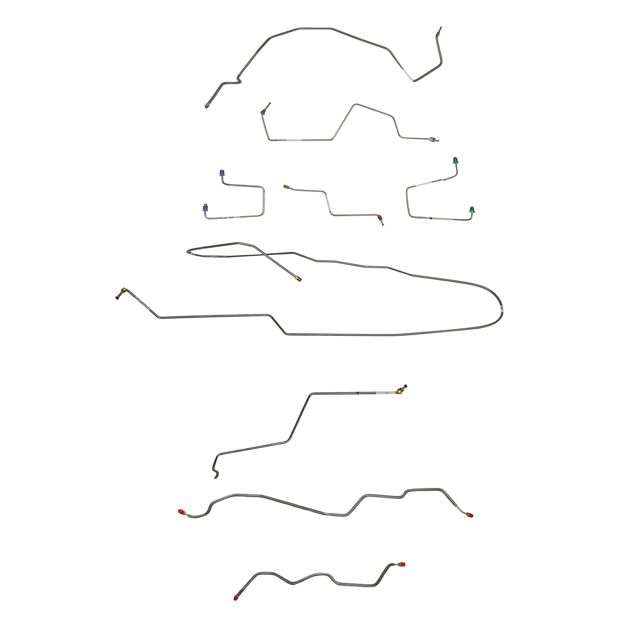 98-00 GM S-Series Truck, 2wd, Reg Cab/Short Bed, Rear Drum, w/o ZR2 Package; Complete Brake Line Kit; Stainless - SSTubes