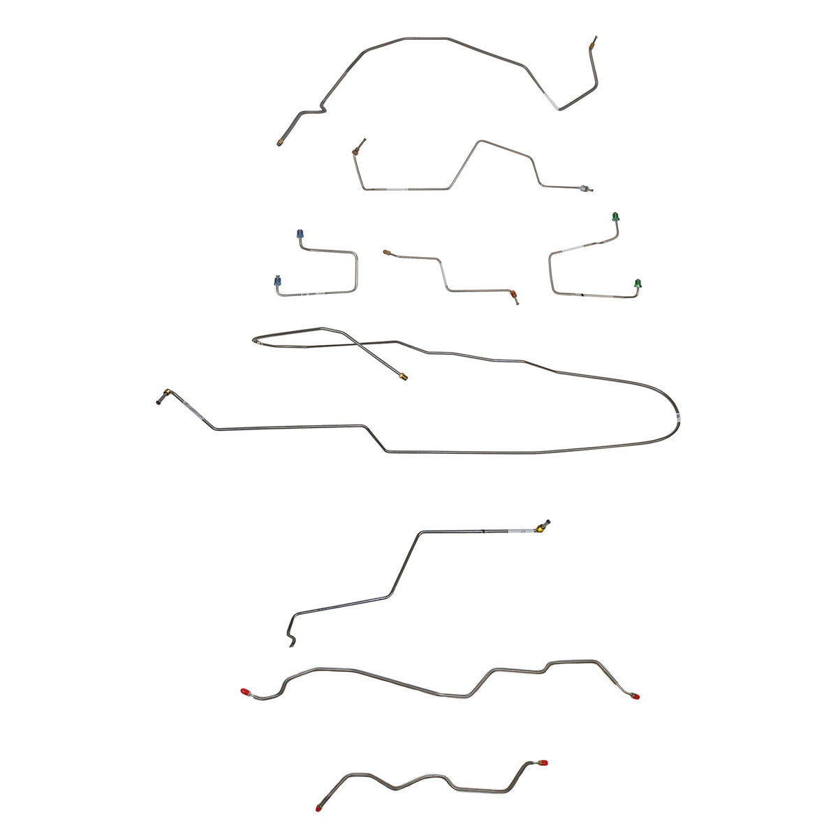 98-00 GM S-Series Truck, 2wd, Reg Cab/Short Bed, Rear Drum, w/o ZR2 Package; Complete Brake Line Kit; Stainless - SSTubes