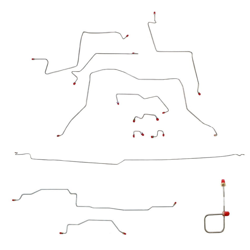 CBK0142SS - 95-97 Ram 1500, 4 WD, All ABS, Quad Cab, Long Bed Brake Line Kit; Stainless - SSTubes