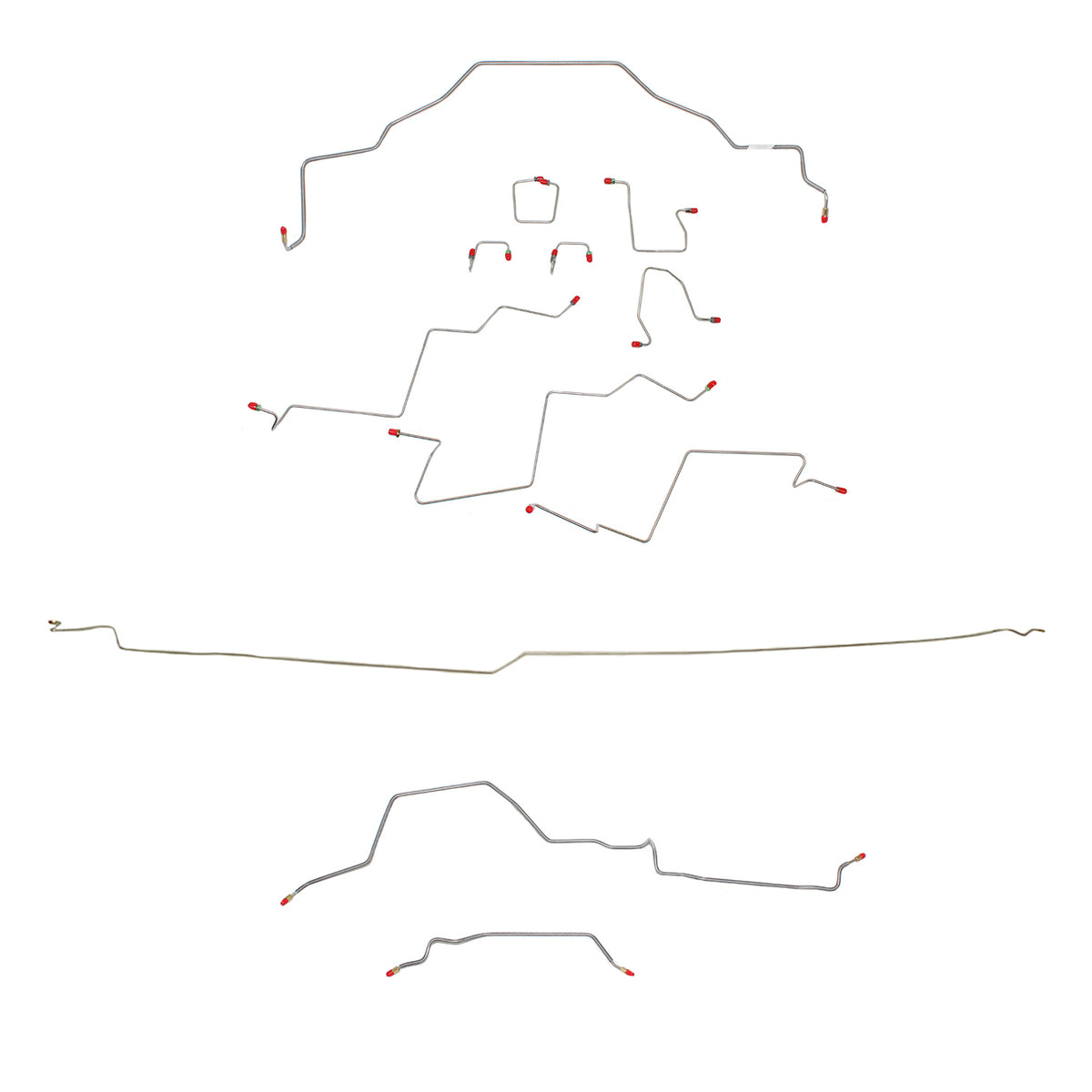 98-01 Ram 2500; Ext Cab, Long Bed, AWABS, 2WD, Manual Transmission; Complete Brake Line Kit; Stainless - SSTubes