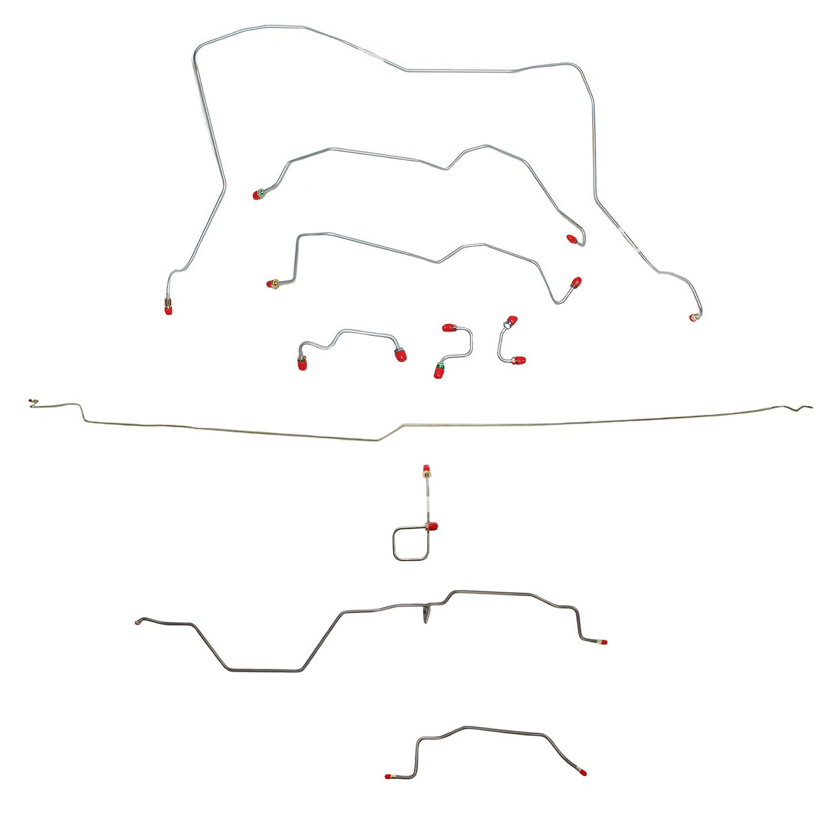 CBK0163OM - 95-97 Ram 3500, 4WD, Rear ABS, Ext Cab, Long Bed Brake Line Kit; Steel - SSTubes