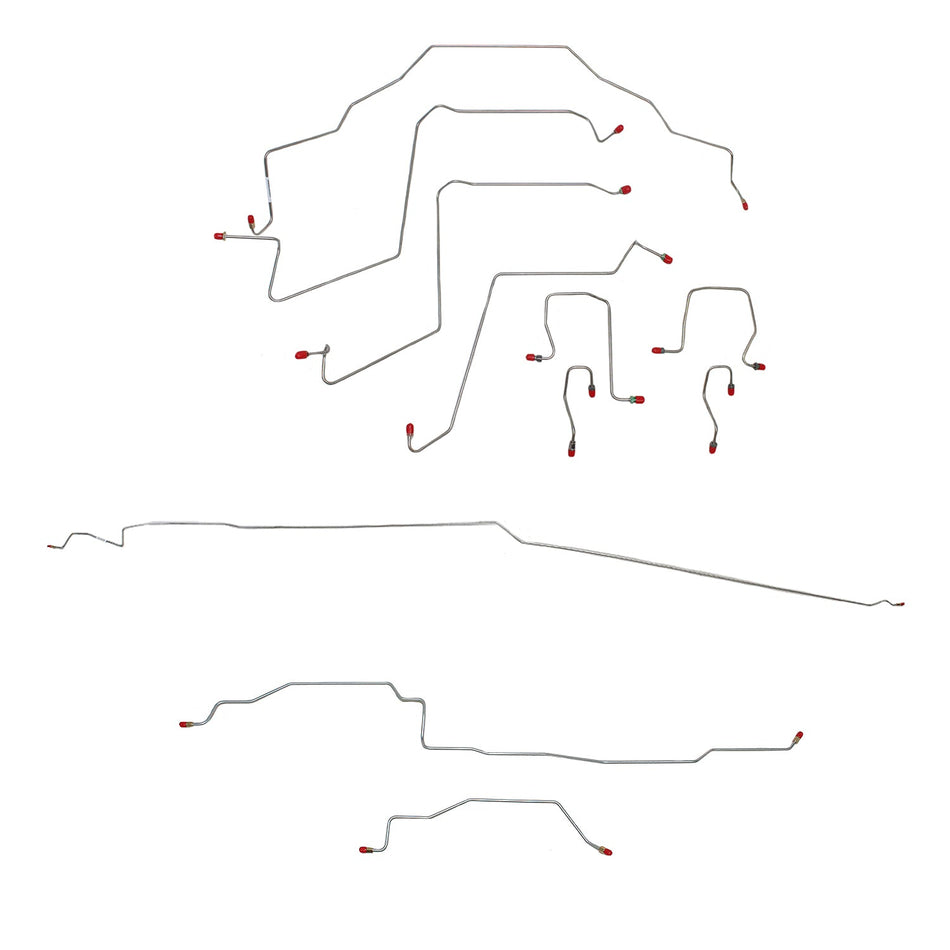 98-01 RAM 1500, 2WD, REAR ABS, QUAD CAB, SHORT BED BRAKE LINE KIT; STAINLESS - SSTubes