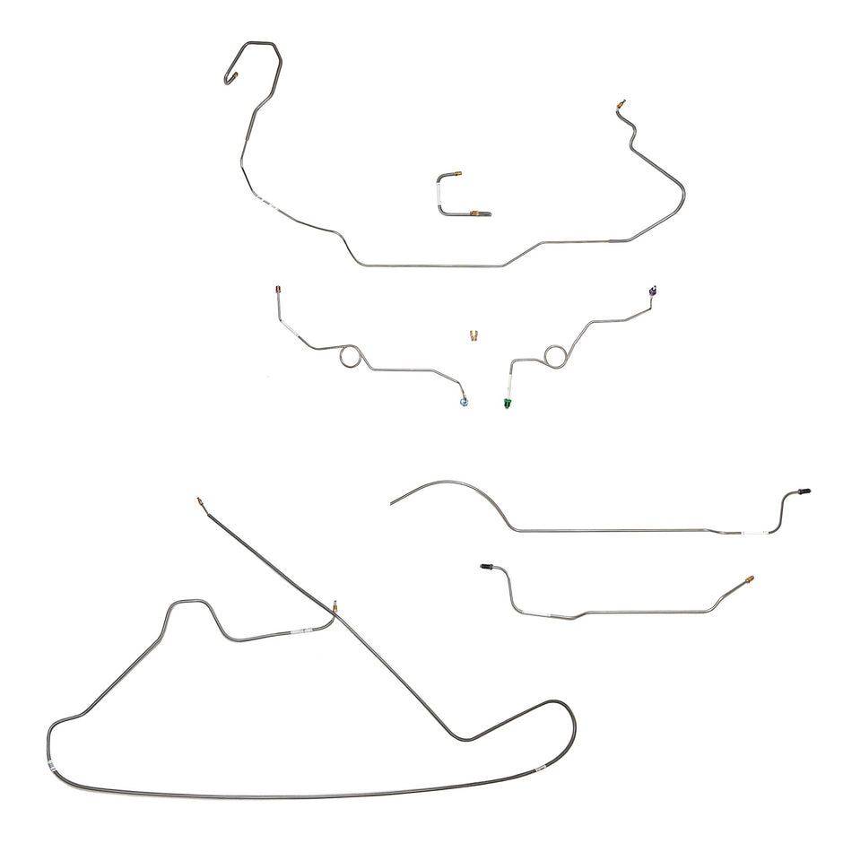 66-69 Mopar B-Body with 8.75'' Axle, Power Disc Brake Conversion Complete Brake Line Kit; Stainless - SSTubes