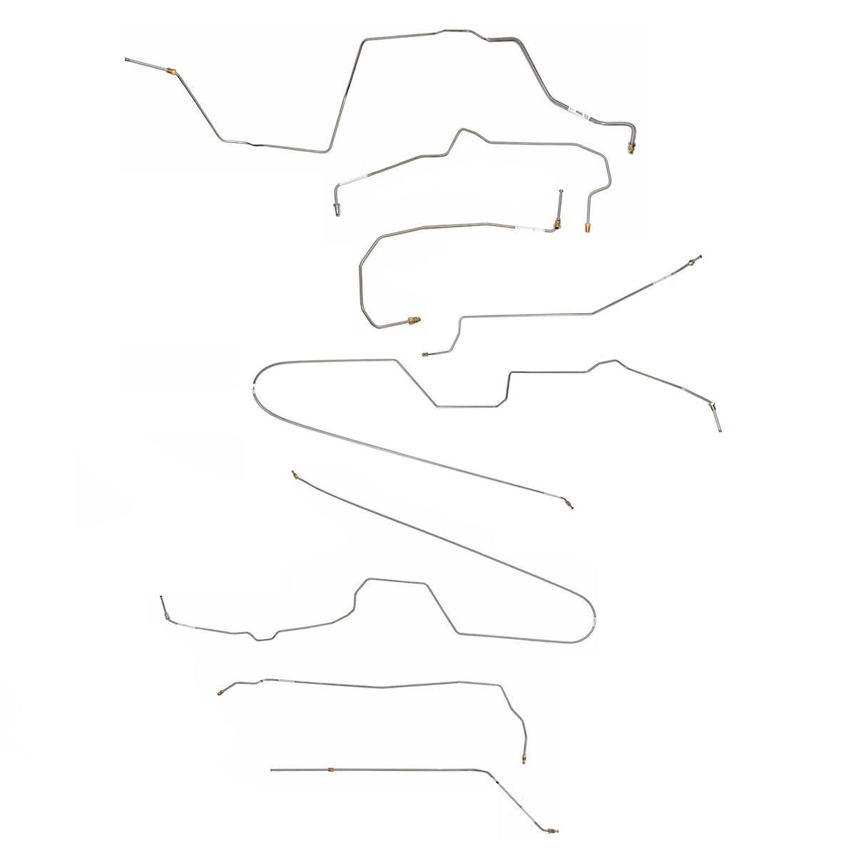 CBK0321SS- 1967-70 Chevy C10 / GM C1500 Truck, 2WD, Power Brakes, M/C Lines Run inboard of Frame, Short Bed w/ Coil Springs, 6-lug Axle w/ Coil Springs; Stainless - SSTubes