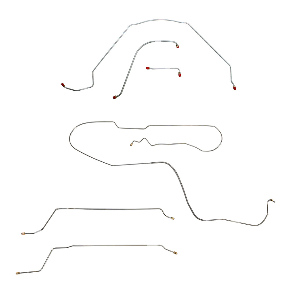 65 Chevy Malibu Hardtop with Power Drum Brakes, Complete Brake Line Kit; Stainless - SSTubes