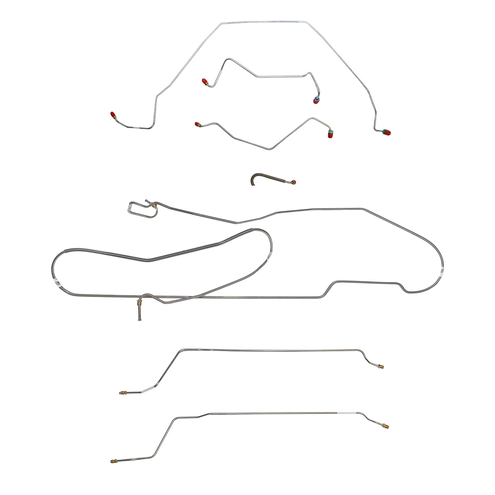 67 Chevy Malibu/ Chevelle Hardtop non Super Sport with Power Drum Brakes, Complete Brake Line Kit; Stainless - SSTubes