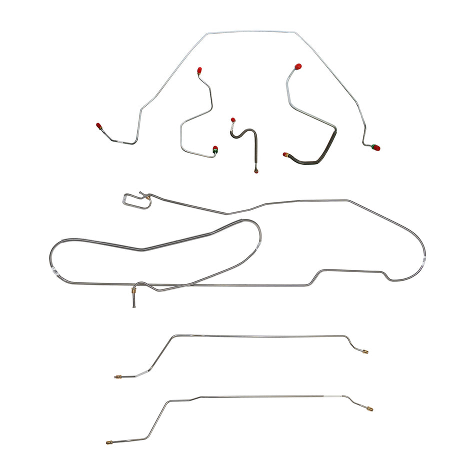 67 Chevy Malibu/ Chevelle Hardtop non Super Sport with Manual Drum Brakes, Complete Brake Line Kit; Stainless - SSTubes