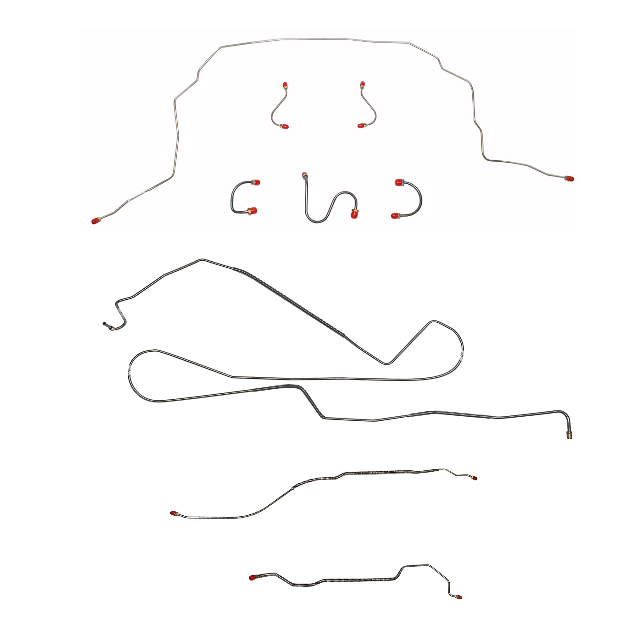 1968 Chevy II (Nova) w/ Standard Drum, Multi-Leaf Rear Spring; Complete Brake Line Kit; Stainless - SSTubes