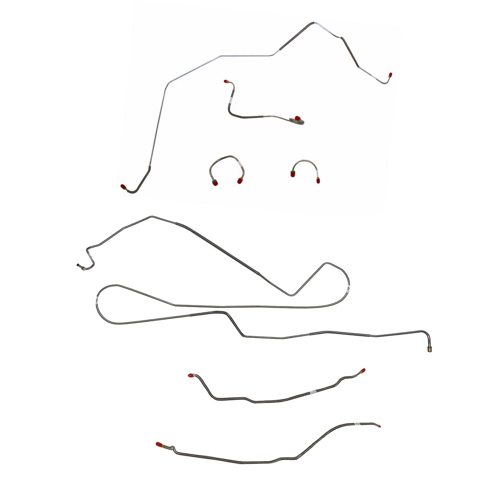 1968 Chevy II (Nova) w/ Power Drum, Single Leaf Rear Spring; Complete Brake Line Kit; Stainless - SSTubes