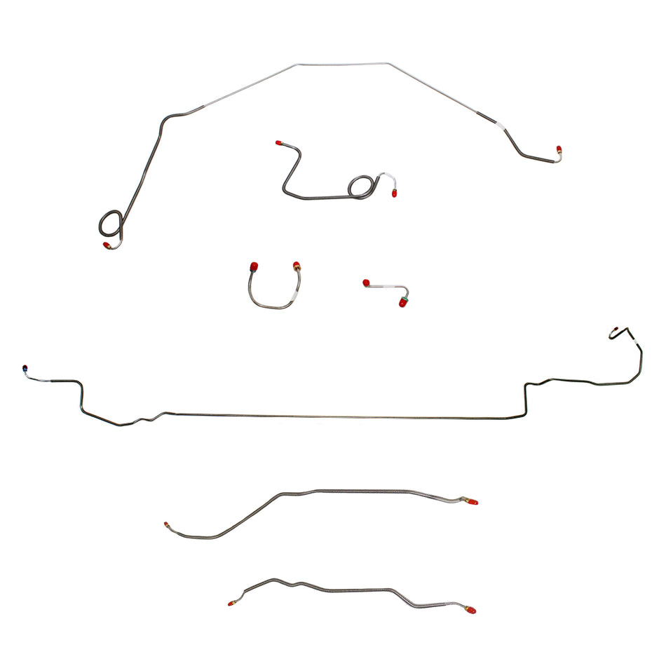 1971-73 Chevy Nova w/ Power Drum Brakes, Rear Drum; Complete Brake Line Kit; Stainless - SSTubes