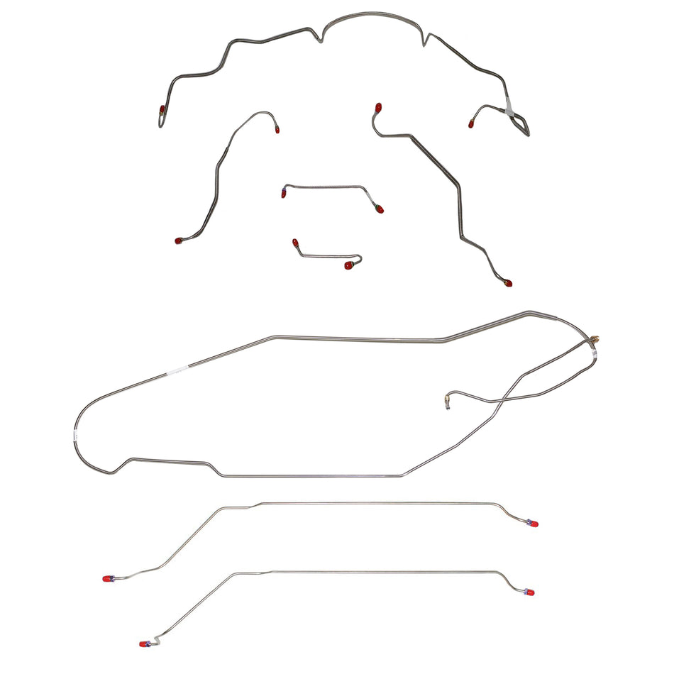 CBK0453SS - 1967 Pontiac LeMans / GTO, w/ Power Disc, 3/8'' Port, Ram Air or HO Engine, Hardtop; Complete Brake Line Kit; Stainless