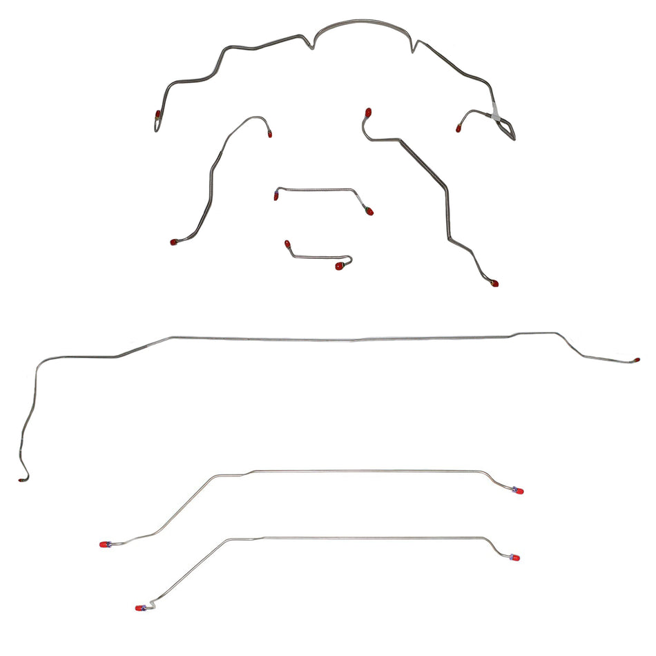 CBK0454SS - 1967 Pontiac LeMans / GTO, w/ Power Disc, 3/8'' Port, Ram Air or HO Engine, Convertible; Complete Brake Line Kit; Stainless