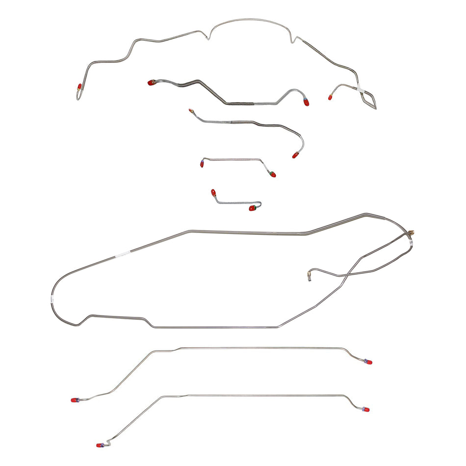 CBK0455SS - 1967 Pontiac LeMans / GTO, w/ Power Disc, 7/16'' Port, Ram Air or HO Engine, Hardtop; Complete Brake Line Kit; Stainless