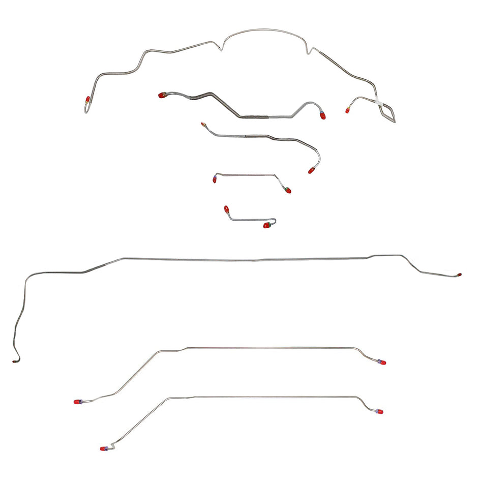 CBK0456SS - 1967 Pontiac LeMans / GTO, w/ Power Disc, 7/16'' Port, Ram Air or HO Engine, Convertible; Complete Brake Line Kit; Stainless
