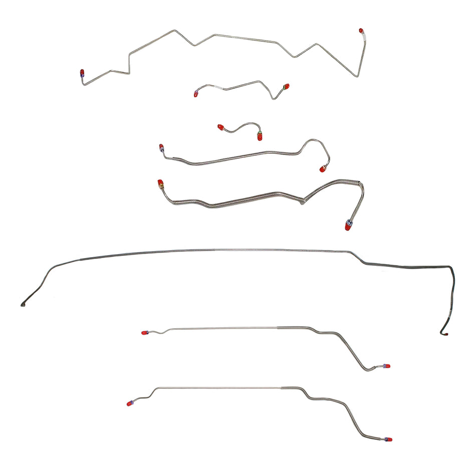 CBK0466SS - 1968 Buick Skylark / GS, Pontiac LeMans / GTO, Oldsmobile Cutlass / 442, w/ Manual Drum, Convertible; Complete Brake Line Kit; Stainless