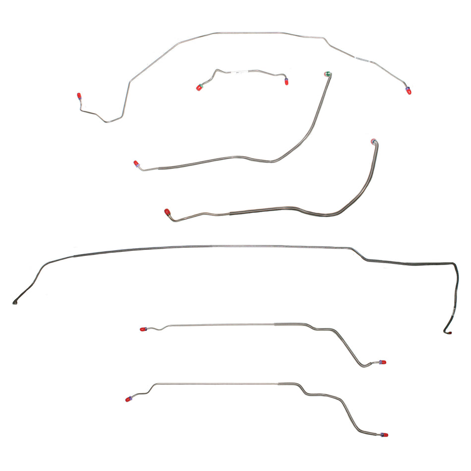 CBK0468SS - 1968 Buick Skylark / GS, Pontiac LeMans / GTO, Oldsmobile Cutlass / 442, w/ Power Drum, Convertible; Complete Brake Line Kit; Stainless