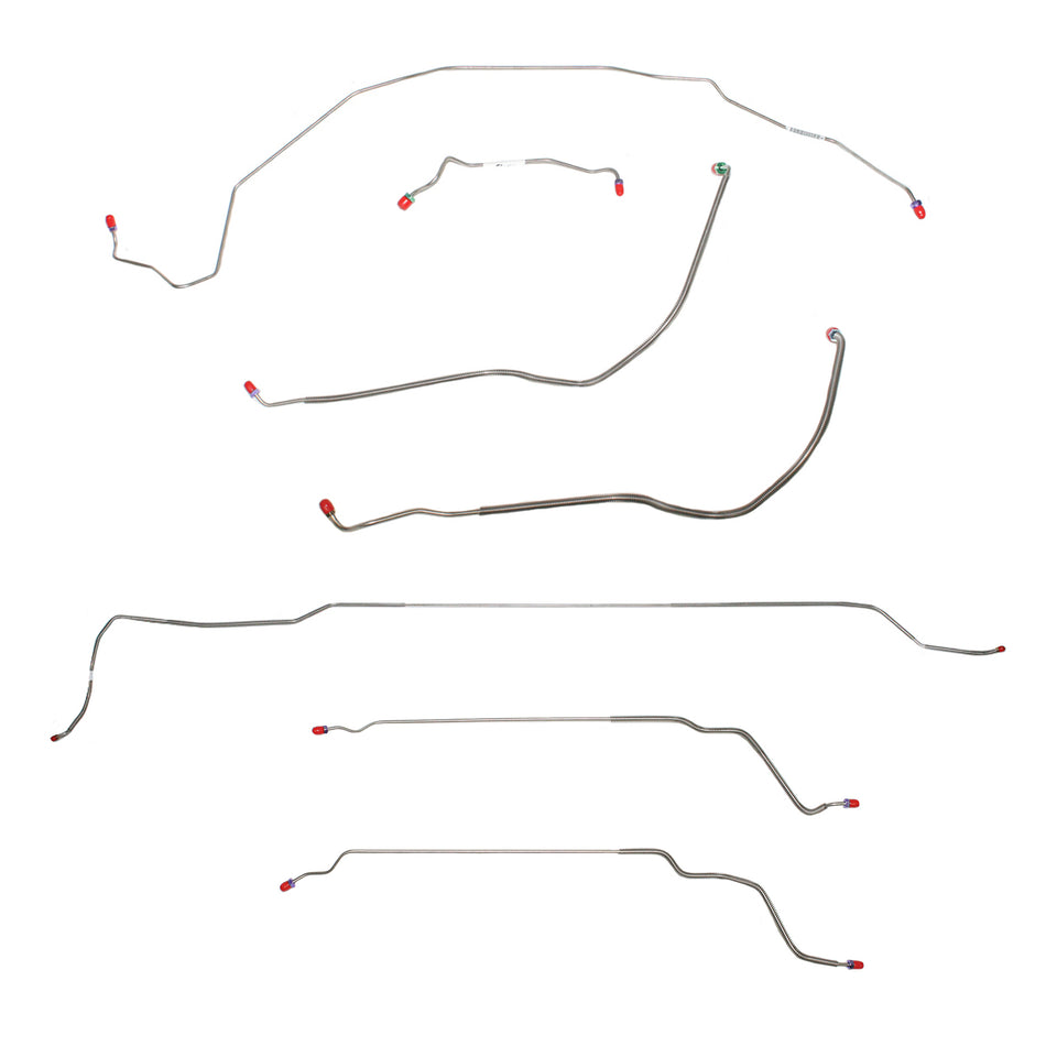 CBK0476SS - 1969 Buick Skylark / GS, Pontiac LeMans / GTO, Oldsmobile Cutlass / 442, w/ Power Drum, Convertible; Complete Brake Line Kit; Stainless