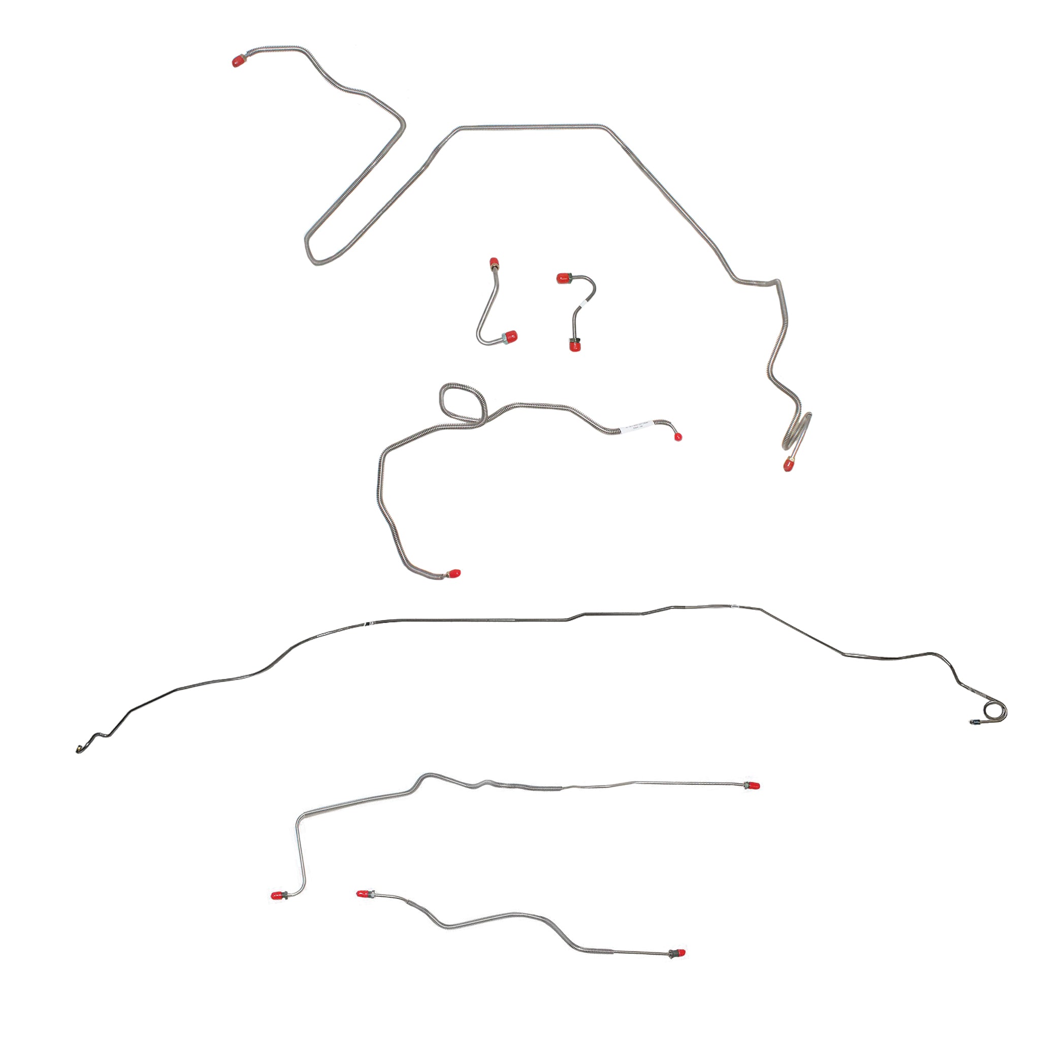 1982-83 Pontiac Firebird, w/ Rear Drum, 2.5L 4 cyl or 2.8L 6 cyl, Line Enters Front of Valve; Complete Brake Line Kit; Stainless - SSTubes