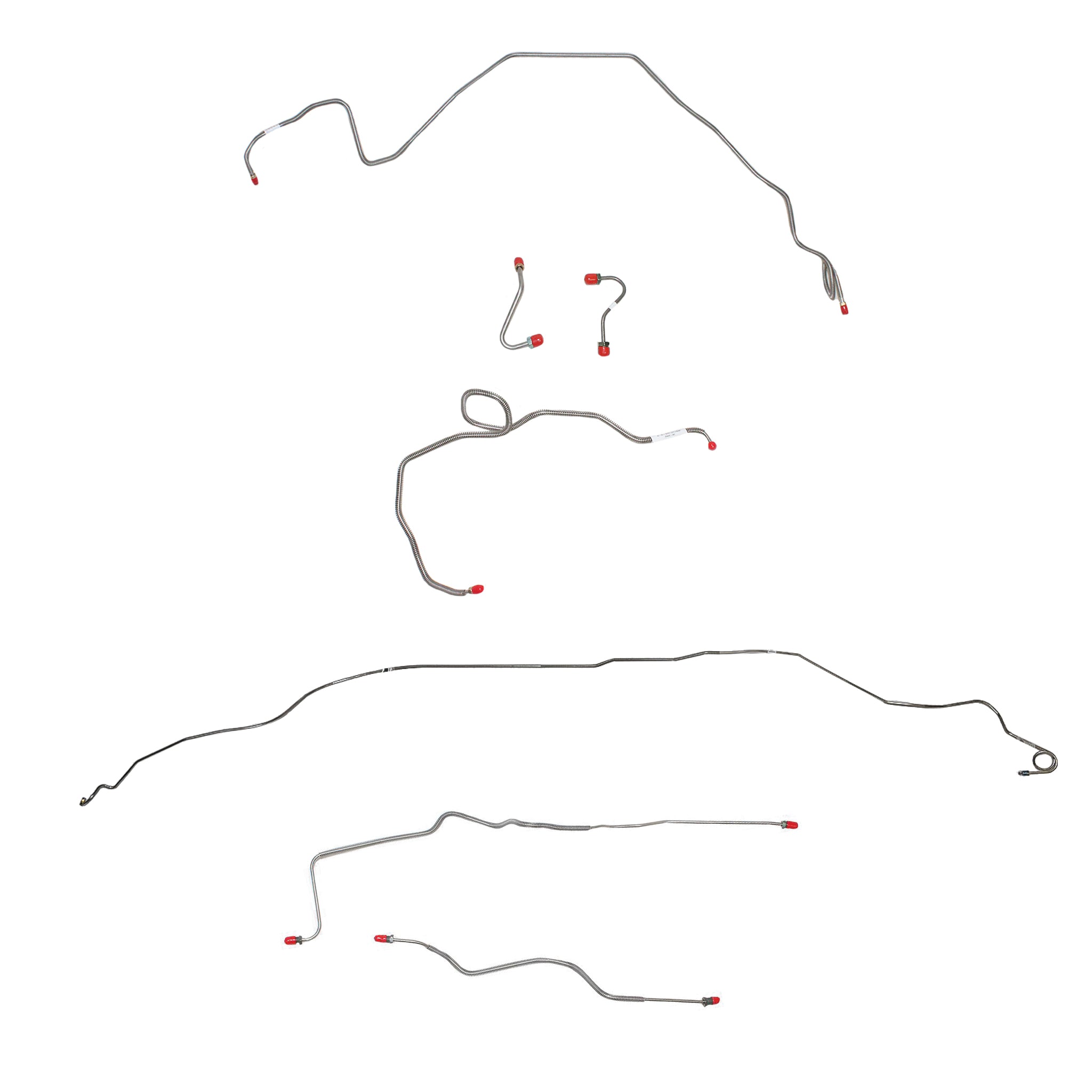 1982-83 Pontiac Firebird, w/ Rear Drum, 5.0L 8 cyl, Line Enters Front of Valve; Complete Brake Line Kit; Stainless - SSTubes