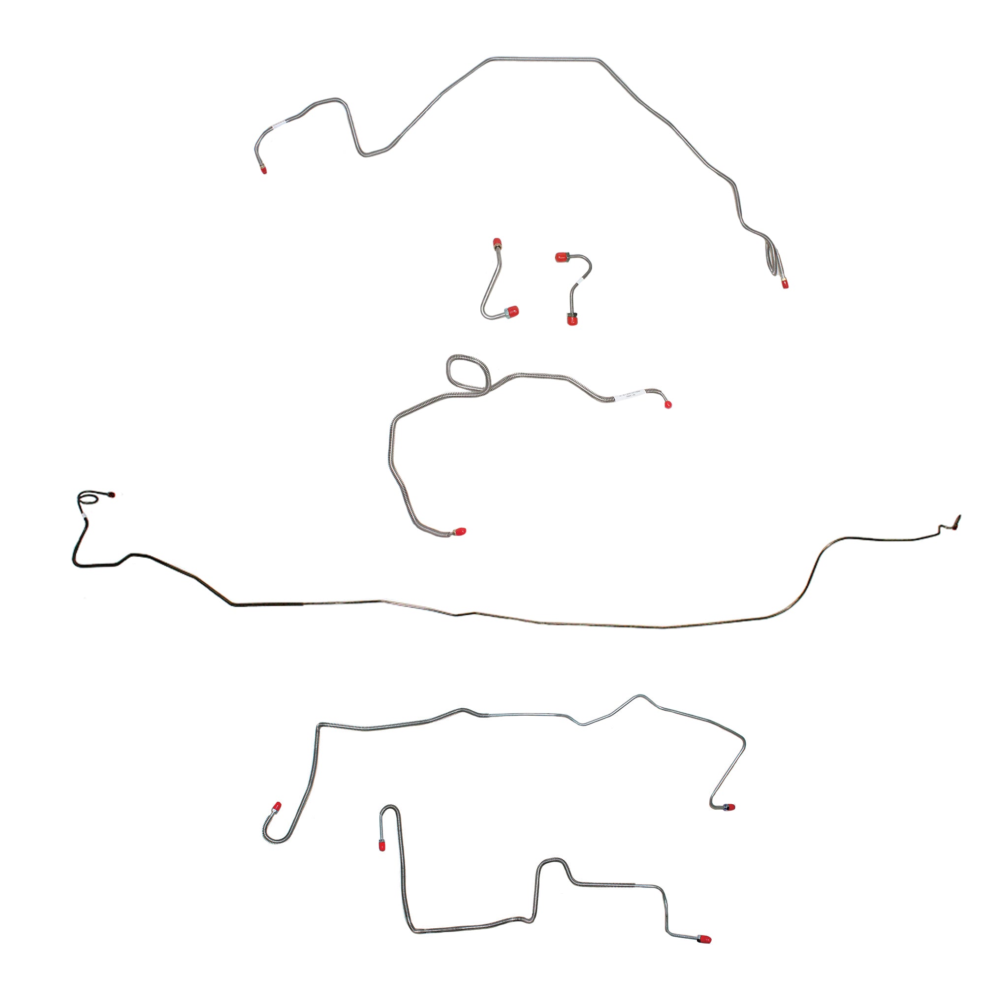 1982-83 Pontiac Firebird, w/ J65 Rear Disc, 5.0L 8 cyl, Line Enters Front of Valve, No Rear Hoses; Complete Brake Line Kit; Stainless - SSTubes