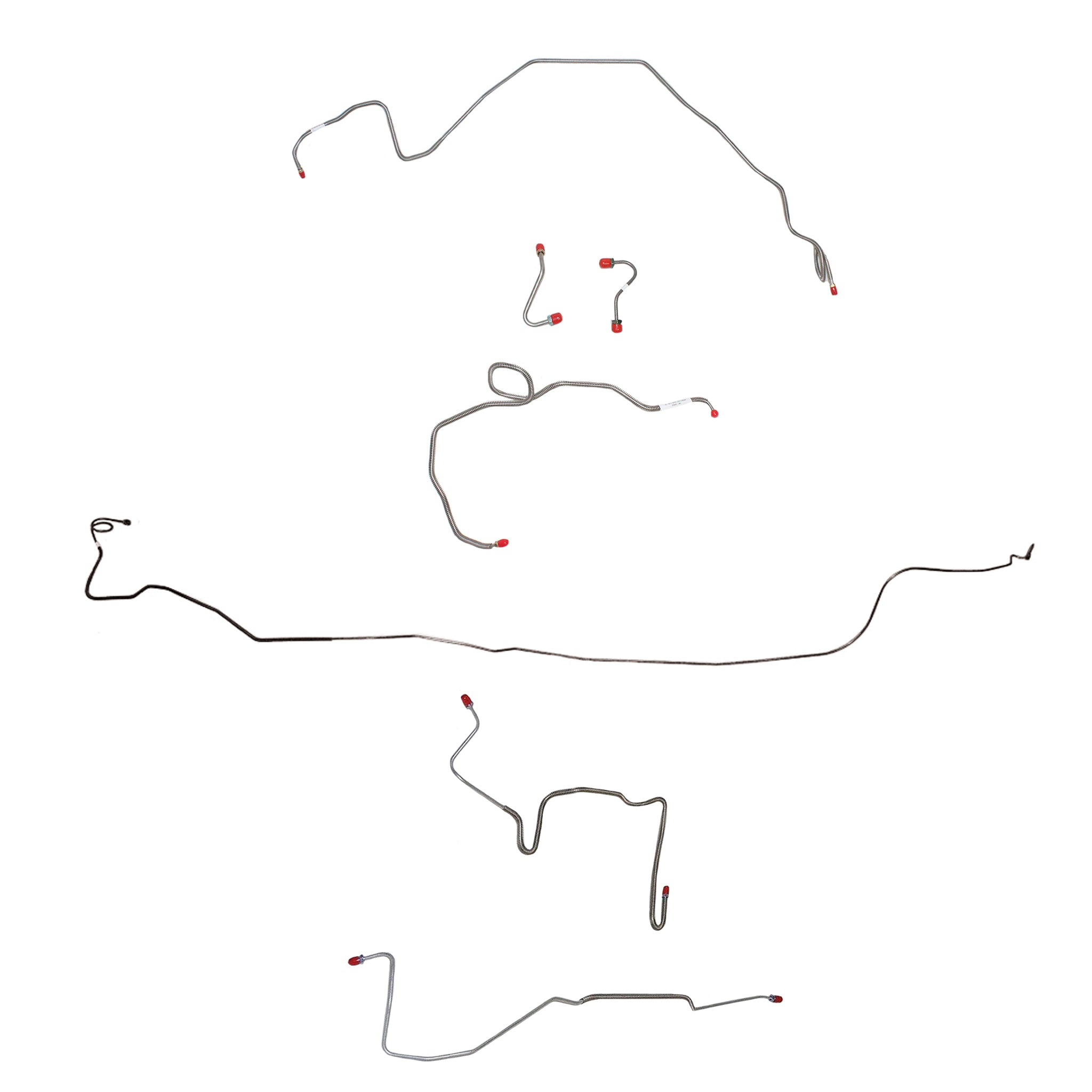 1982-83 Pontiac Firebird, w/ J65 Rear Disc, 5.0L 8 cyl, Line Enters Front of Valve, No Left-side Hose; Complete Brake Line Kit; Stainless - SSTubes