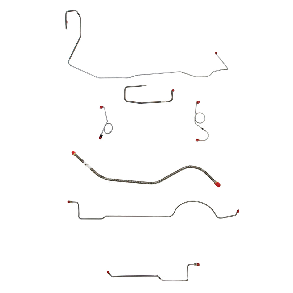 1970-71 MOPAR  E-body w/ Standard Drum, Right Front Under Frame, 8-3/4'' or Dana Axle; Complete Brake Line Kit; Steel - SSTubes