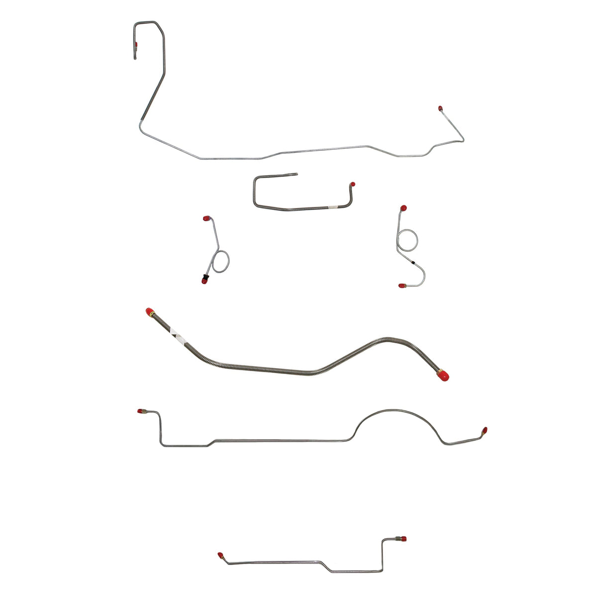 1970-71 MOPAR E-body w/ Standard Drum, Right Front Under Frame, 8-3/4'' or Dana Axle; Complete Brake Line Kit; Stainless - SSTubes