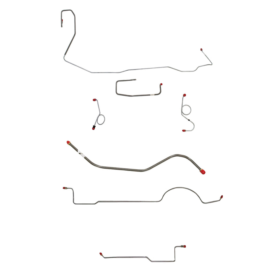 1970-71 MOPAR E-body w/ Standard Drum, Right Front Under Frame, 8-3/4'' or Dana Axle; Complete Brake Line Kit; Stainless - SSTubes