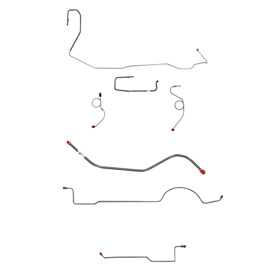 1970-71 MOPAR E-body w/ Power Drum, Right Front Under Frame, 8-3/4'' or Dana Axle; Complete Brake Line Kit; Stainless - SSTubes