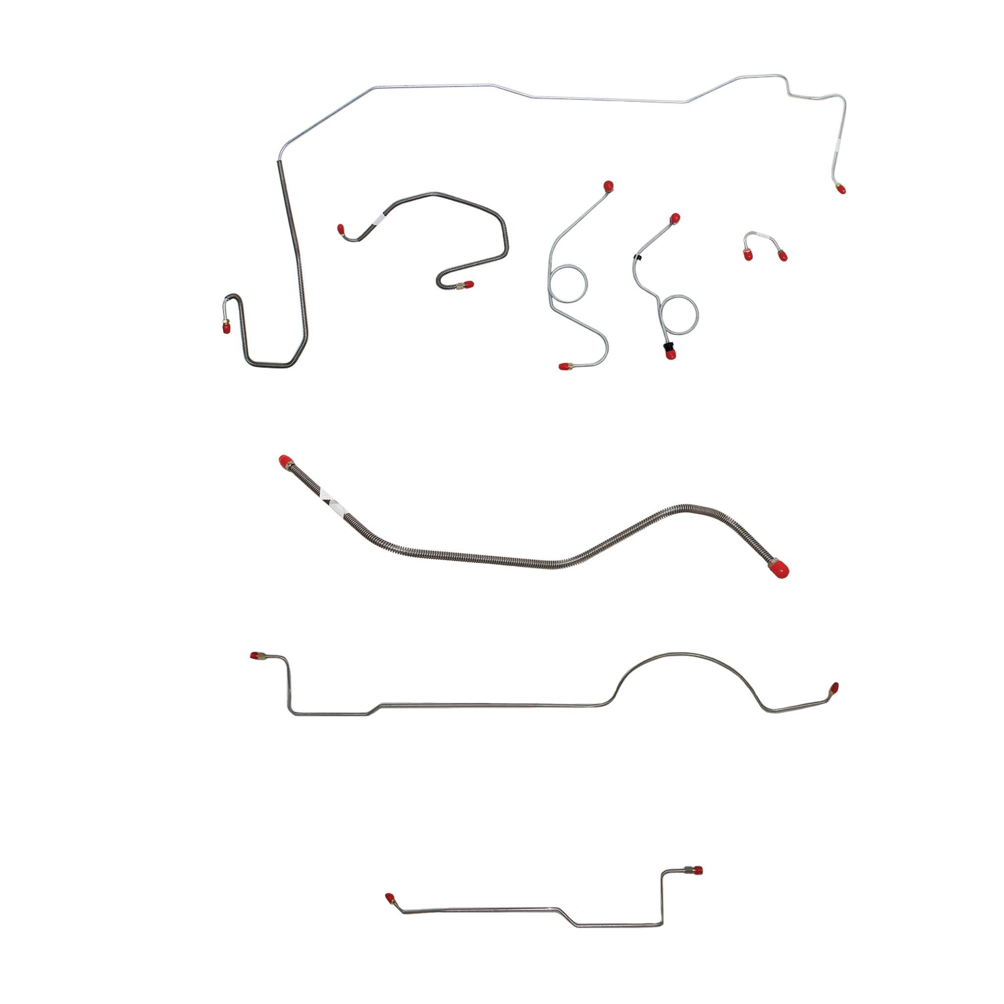 1970-71 MOPAR E-body w/ Power Disc, Right Front Under Frame, 8-3/4'' or Dana Axle, w/o Hemi; Complete Brake Line Kit; Stainless - SSTubes