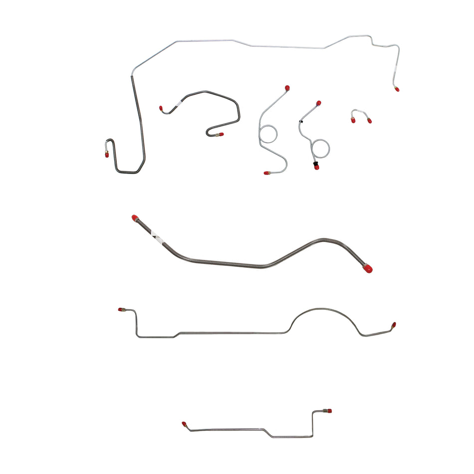 1970-71 MOPAR E-body w/ Power Disc, Right Front Under Frame, 8-3/4'' or Dana Axle, w/o Hemi; Complete Brake Line Kit; Stainless - SSTubes