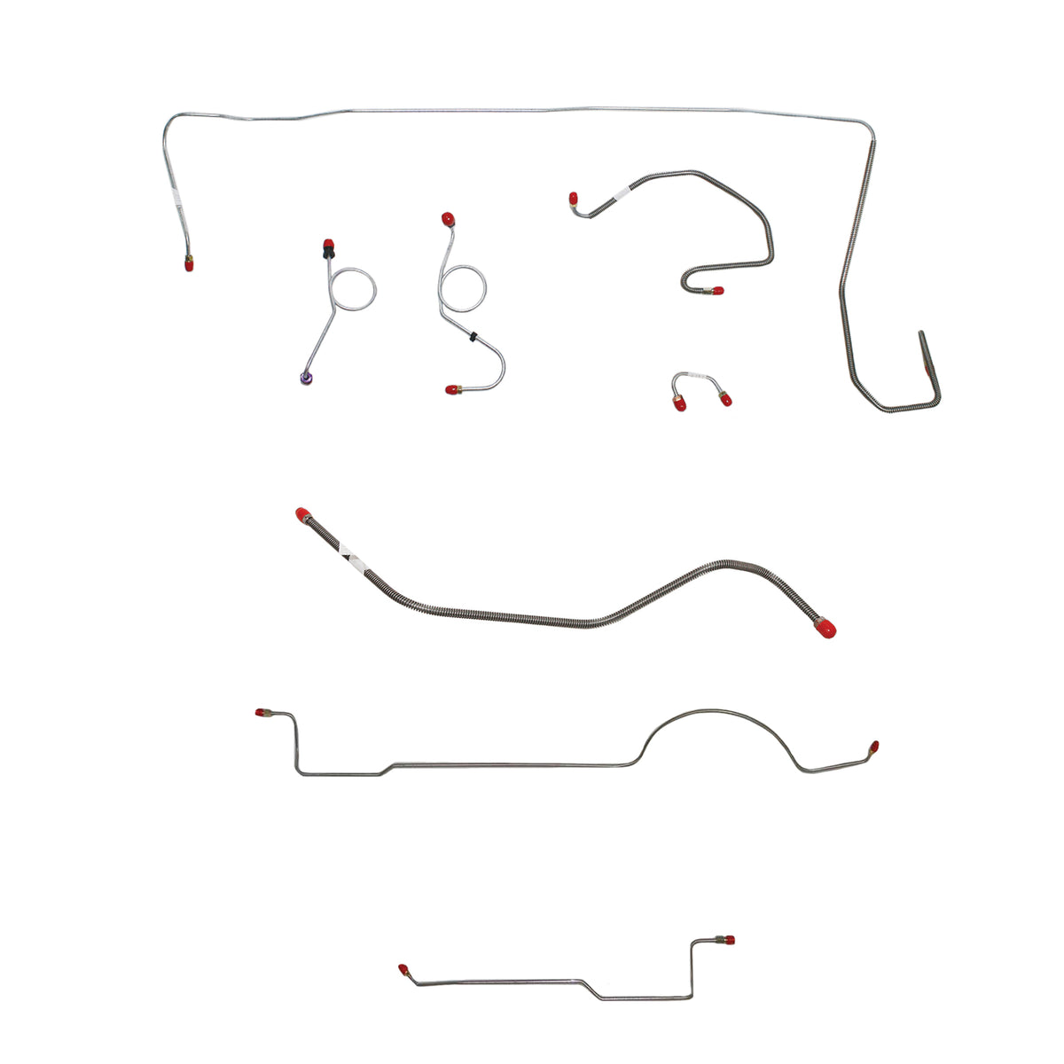 1970-71 MOPAR E-body w/ Standard Disc, Right Front Under Frame, 8-3/4'' or Dana Axle, w/ Hemi; Complete Brake Line Kit; Stainless - SSTubes