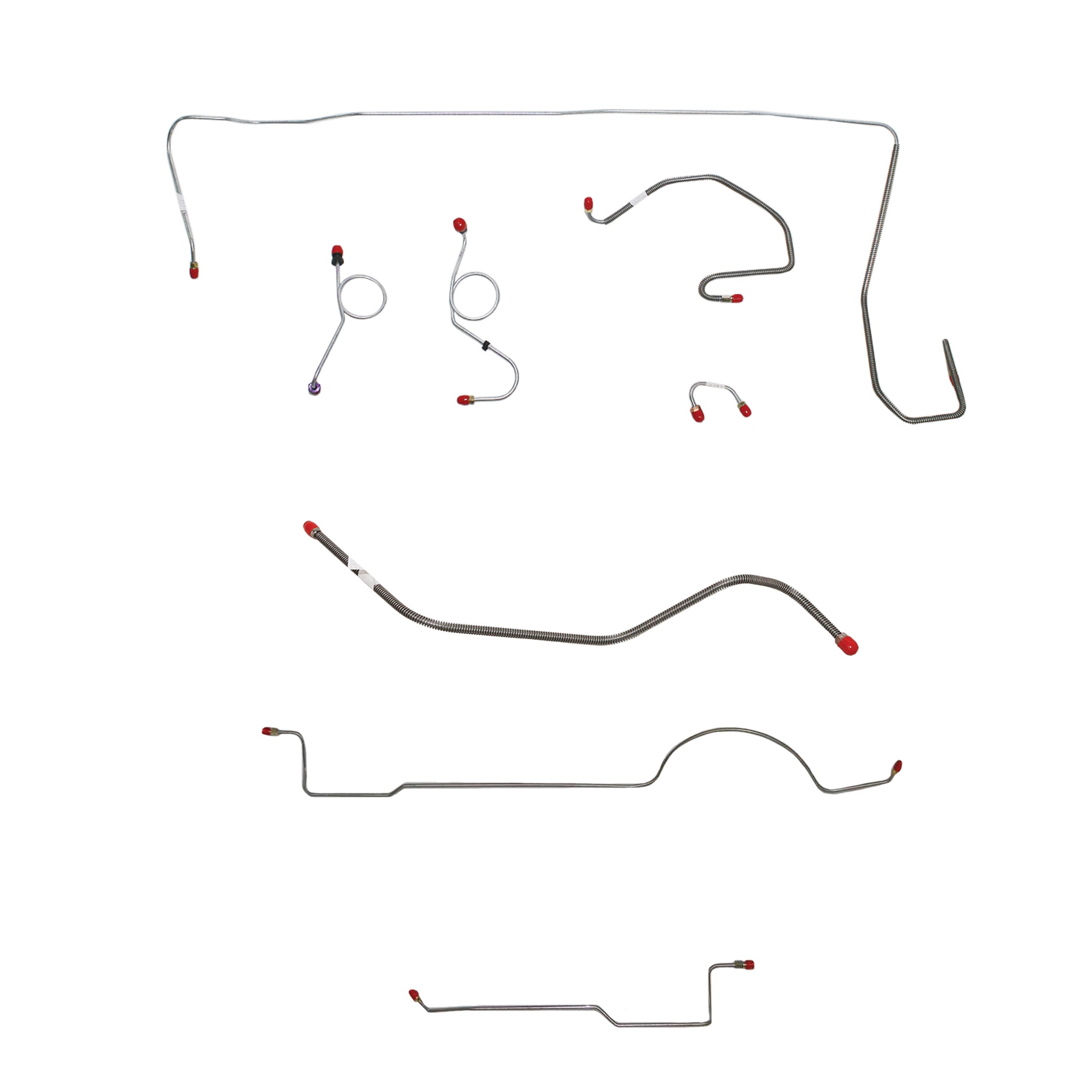 1970-71 MOPAR E-body w/ Standard Disc, Right Front Under Frame, 8-3/4'' or Dana Axle, w/ Hemi; Complete Brake Line Kit; Stainless - SSTubes