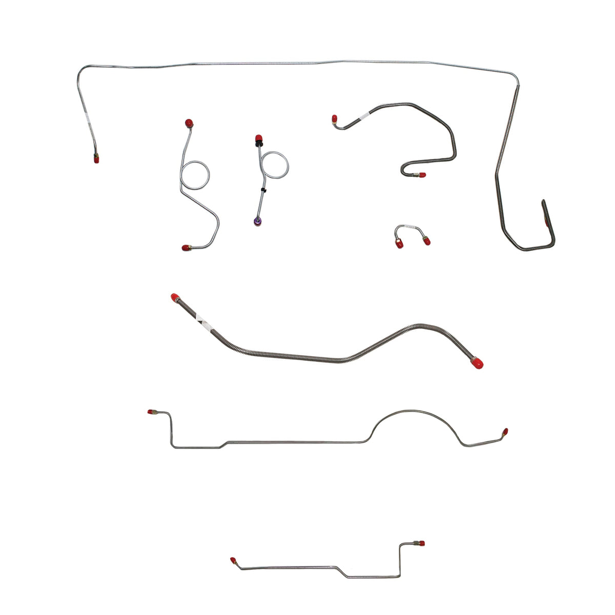 1970-71 MOPAR E-body w/ Standard Disc, Right Front Under Frame, 8-3/4'' or Dana Axle, 3 Valves; Complete Brake Line Kit; Stainless - SSTubes