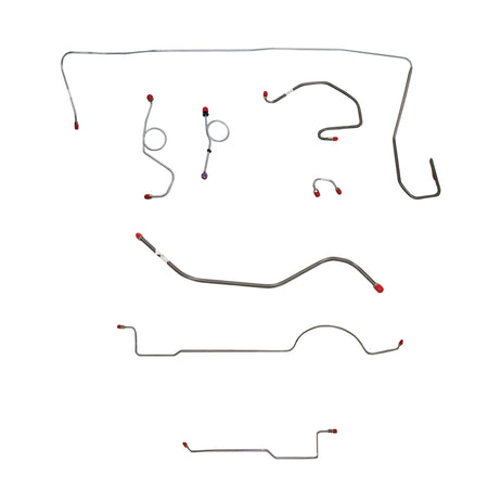 1970-71 MOPAR E-body w/ Standard Disc, Right Front Under Frame, 8-3/4'' or Dana Axle, 3 Valves; Complete Brake Line Kit; Stainless - SSTubes