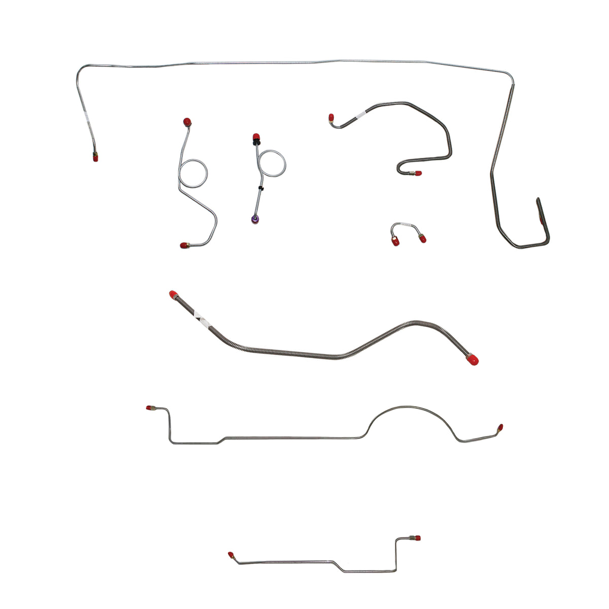 1970-71 MOPAR  E-body w/ Standard Disc, Right Front Under Frame, 8-3/4'' or Dana Axle, 3 Valves; Complete Brake Line Kit; Steel - SSTubes