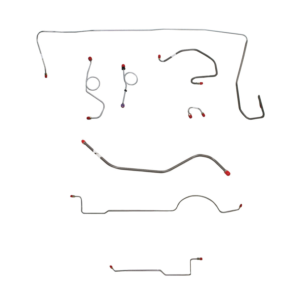 1970-71 MOPAR  E-body w/ Standard Disc, Right Front Under Frame, 8-3/4'' or Dana Axle, 3 Valves; Complete Brake Line Kit; Steel - SSTubes