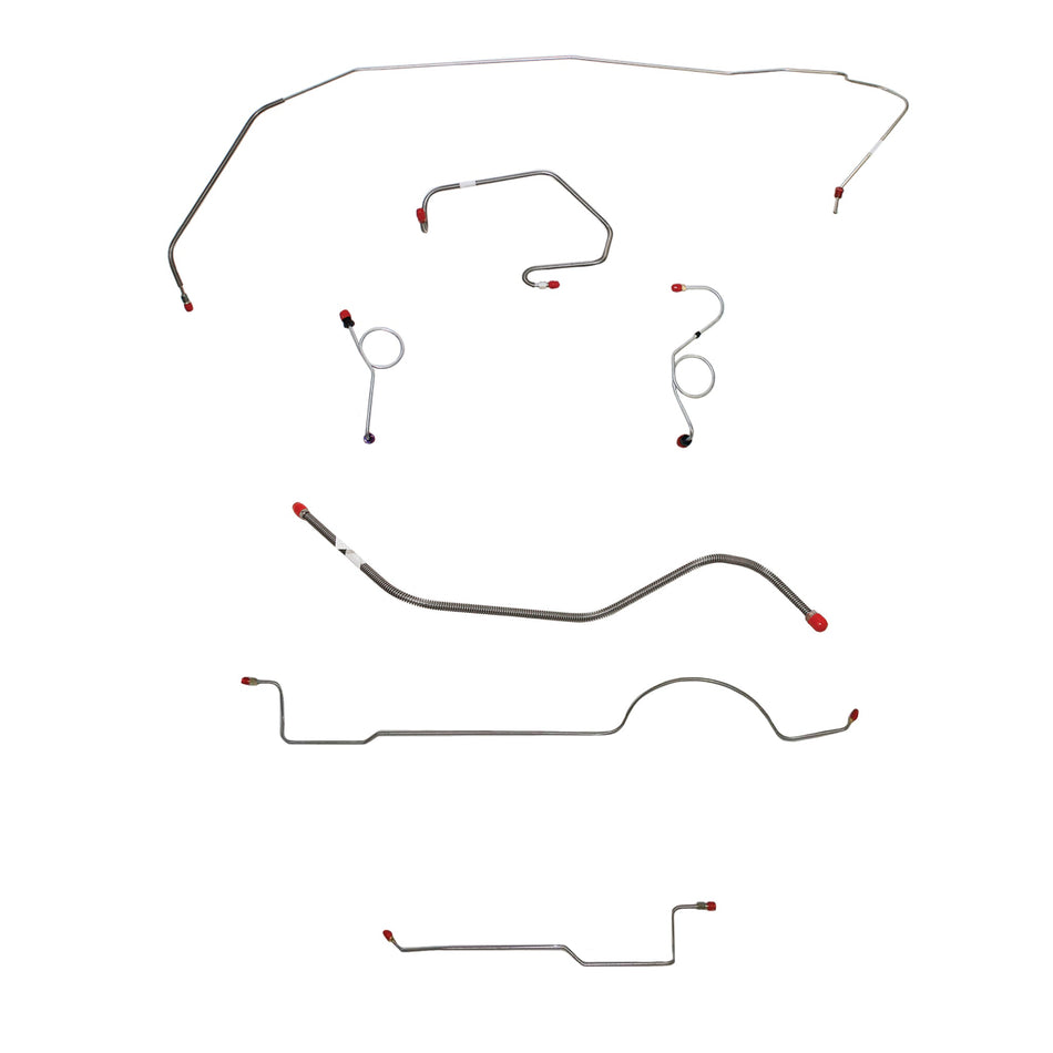 1971 MOPAR E-body w/ Standard Drum, Right Front OVER Rail on Passenger, 8-3/4'' or Dana Axle; Complete Brake Line Kit; Stainless - SSTubes