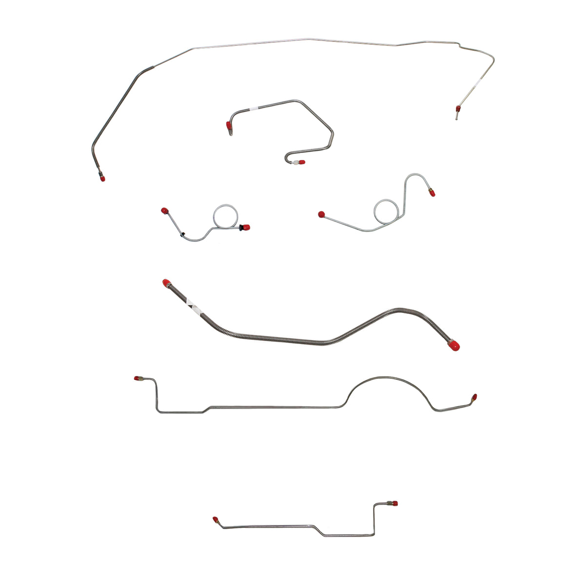 1971 MOPAR E-body w/ Power Drum, Right Front OVER Rail on Passenger, 8-3/4'' or Dana Axle; Complete Brake Line Kit; Stainless - SSTubes